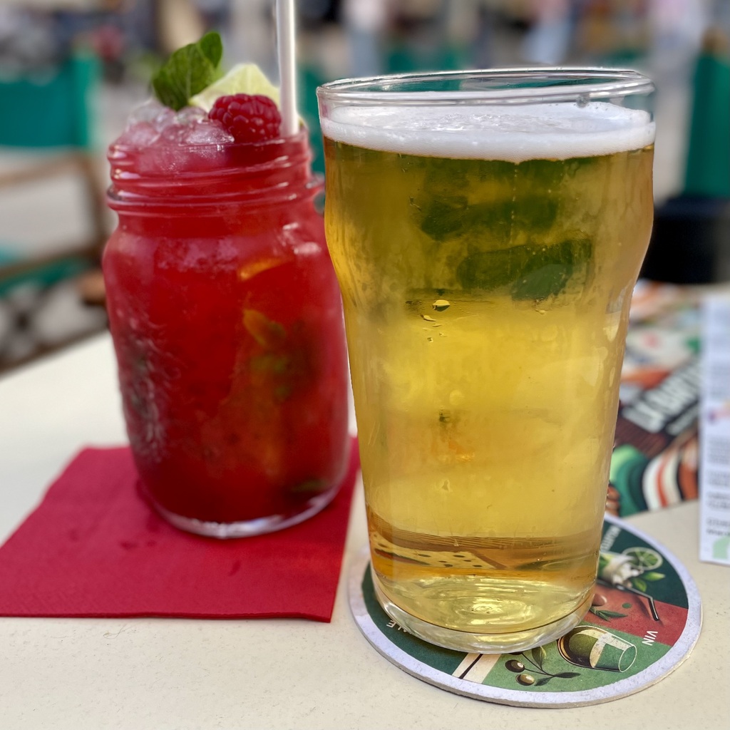 Kathryn really likes raspberry mojitos. I really like beer.