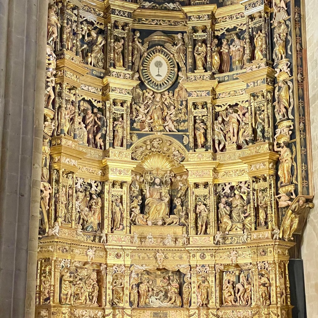 High altar at the cathedral in Santo Domingo de la Calzada where I went to Mass last night. Sadly, they moved this over to the side as a museum exhibit and now have filled the enormous void with a Cranmer table, which of course continues to leave an enormous void.