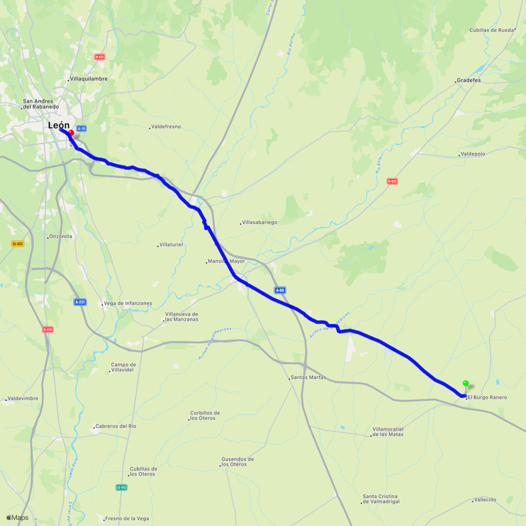 El Burgo Ranero to León, 24.4 miles.