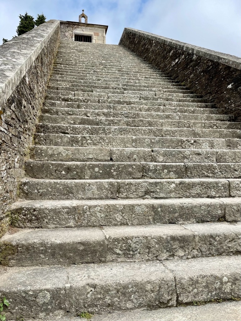 After climbing this staircase in Portomarin, I realized I could have skipped the stairs and short-circuited the city altogether. However, passing through the city allowed my to buy and drink an enormous bottle of water, so it was probably worth it.