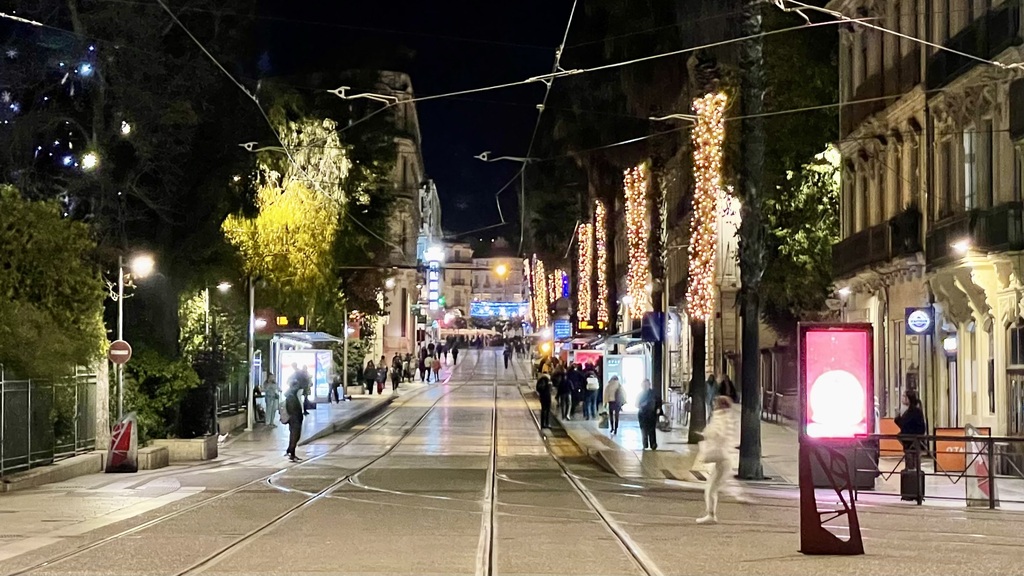 From the main train station, up Rue de Maguelone, toward Place de la Comédie.