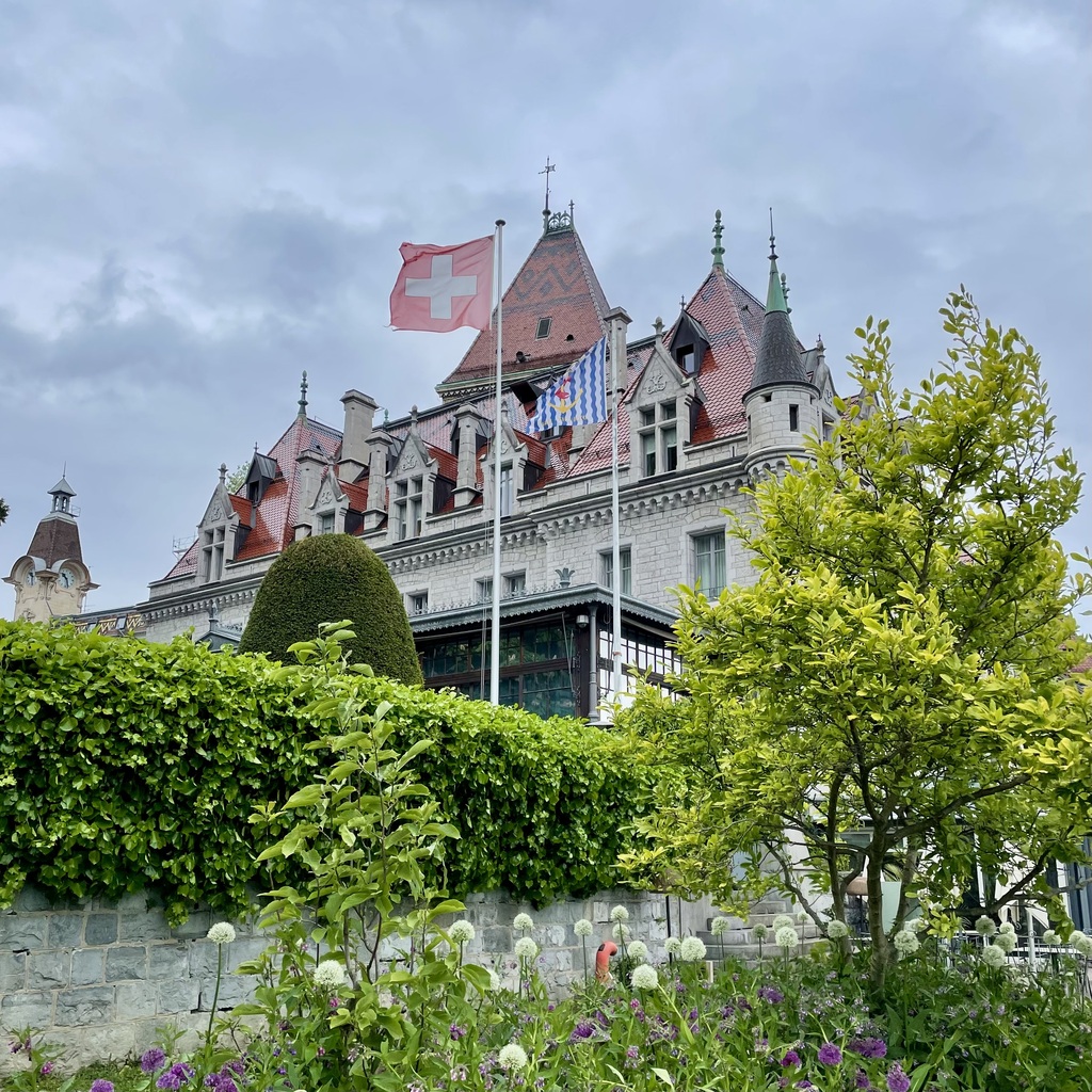 Lakeside chateau across the street from the hotel.