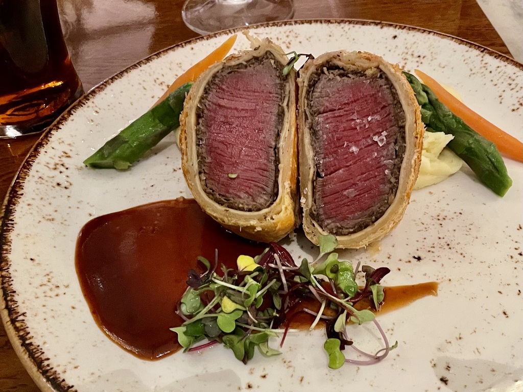 Beef Wellington at Gordon Ramsay Pub and Grill. This was an early dinner before the show with my sister and her husband. Unlike the previous evening’s dinner, this restaurant had no trouble presenting a bill.