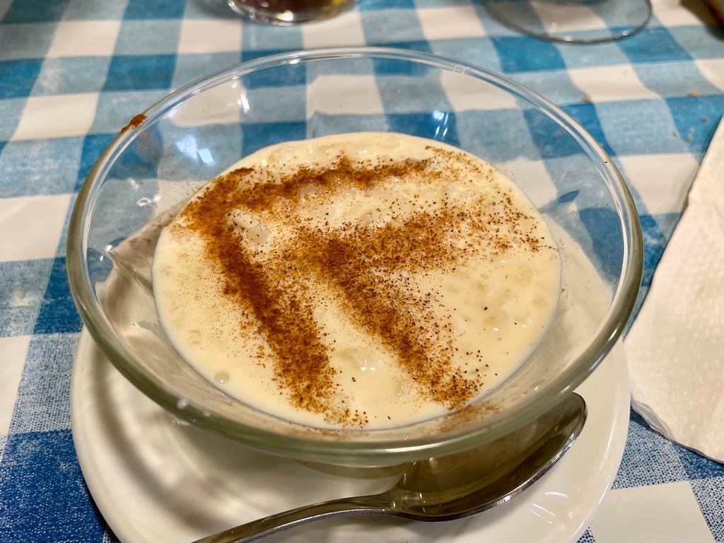 Rice pudding for dessert. The server was emphatic that it was homemade. It tasted homemade.