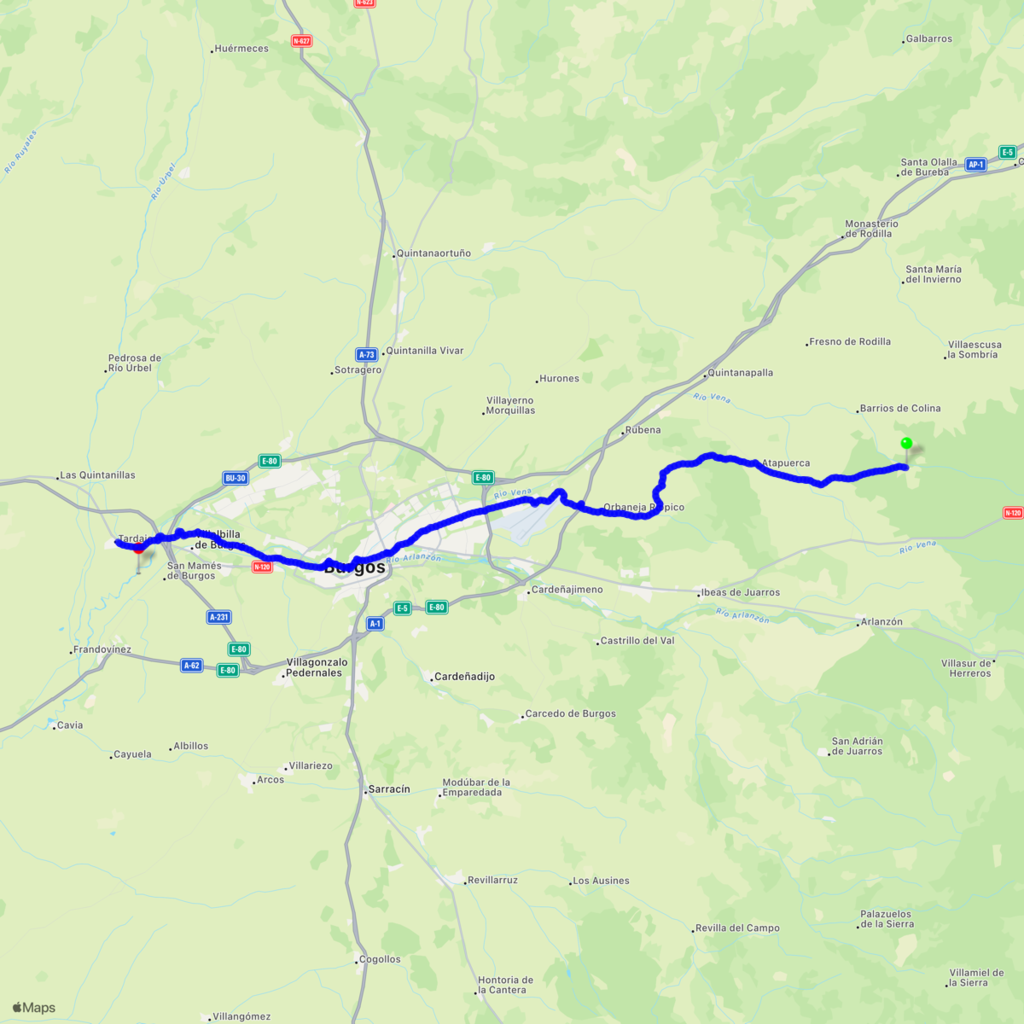 San Juan de Ortega to Tardajos, 24.9 miles.